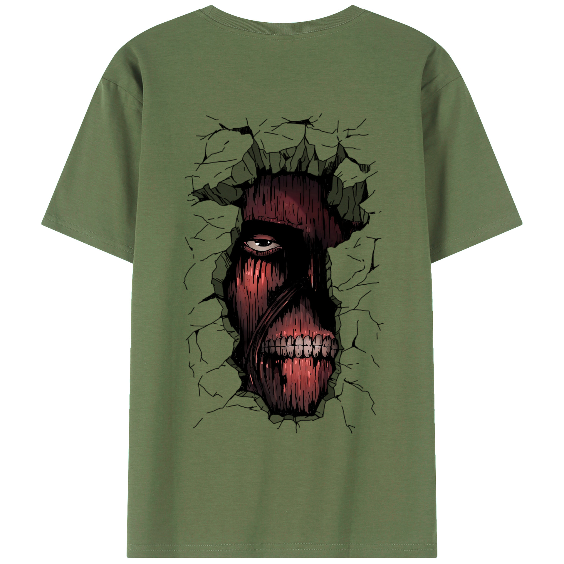 （画像用） 進撃の巨人 Attack on Titan 綿100％ メンズ半袖Tシャツ（バックプリント） 通気性